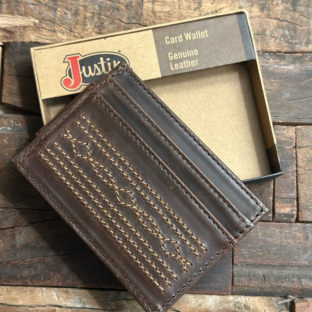 Justin Boots Dark Brown Leather Card Holder